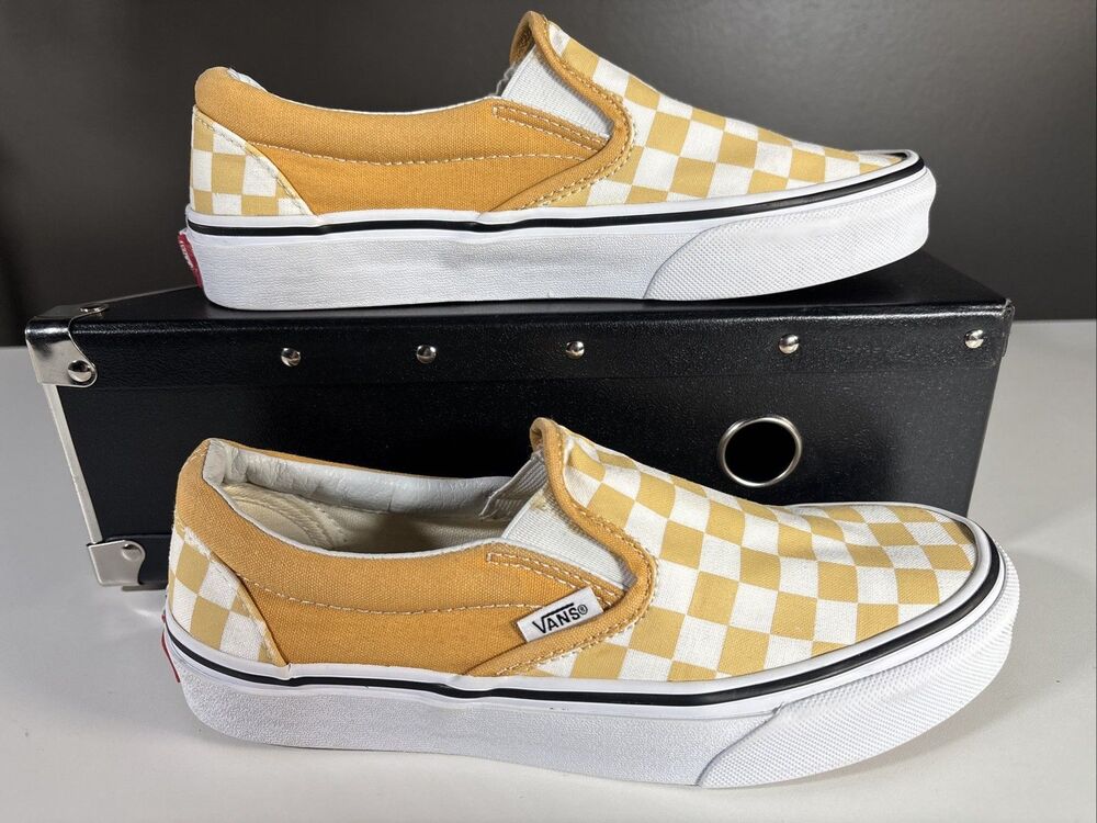 Vans Checkerboard Yellow Shoes (Mens 5.5 / Womens 7) Classic Slip On Sneakers